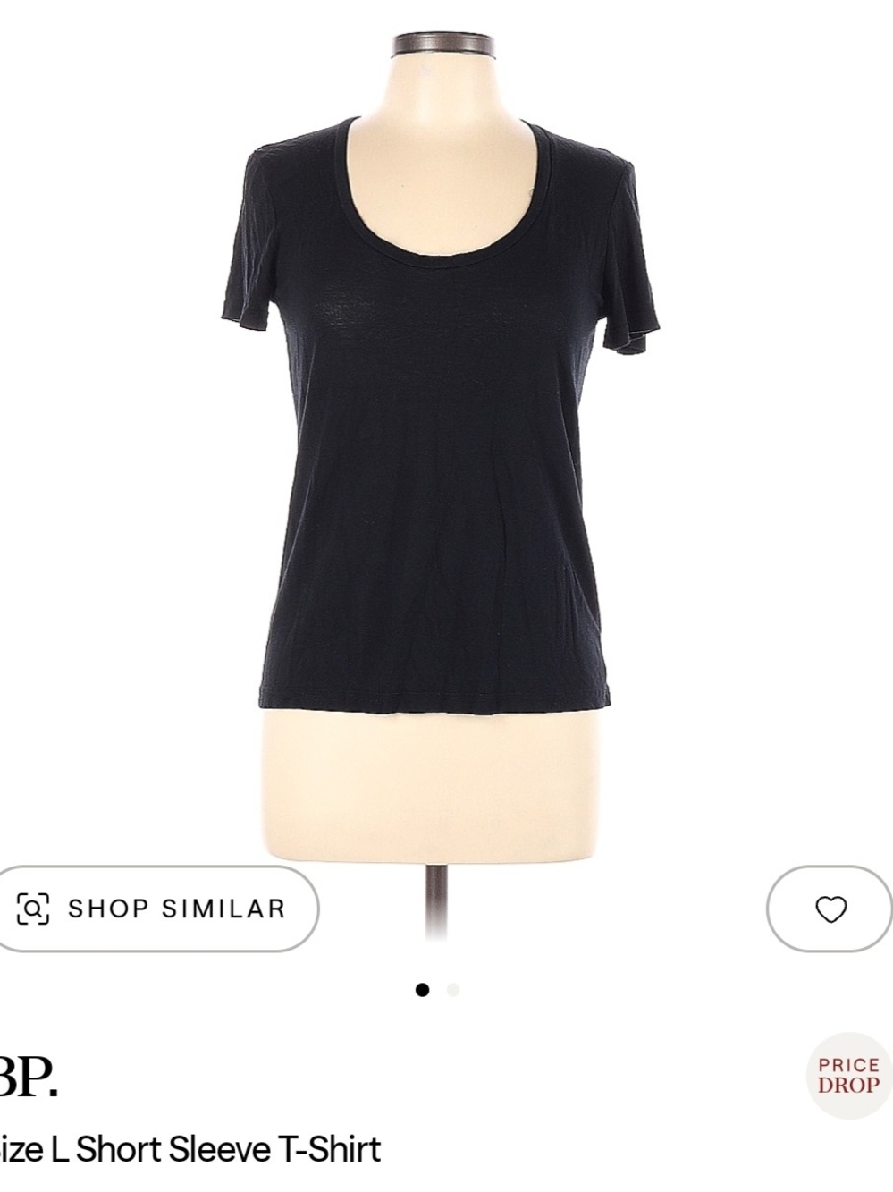 bp Black Scoop Neck Short Sleeve Tee